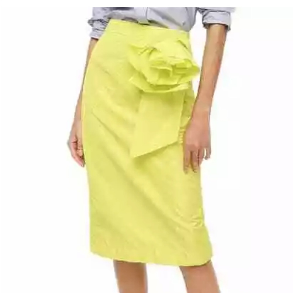 J Crew kiwi rosette pencil skirt